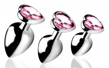 Booty Sparks Pink Heart Gem Anal Plug Set Default Title