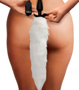 Tailz Vibrating White Fox Tail Slender Anal Plug Default Title