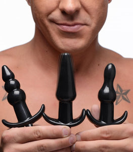 Frisky Thrill Trio Anal Plug Set Black