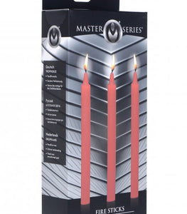 Master Series Fire Sticks Fetish Drip Candle Set Of 3 Red