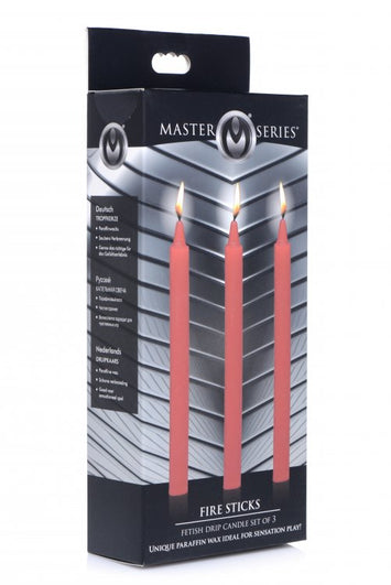 Master Series Fire Sticks Fetish Drip Candle Set Of 3 Red Default Title