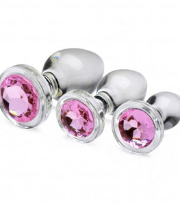 Booty Sparks Pink Gem Glass Anal Plug Set Default Title