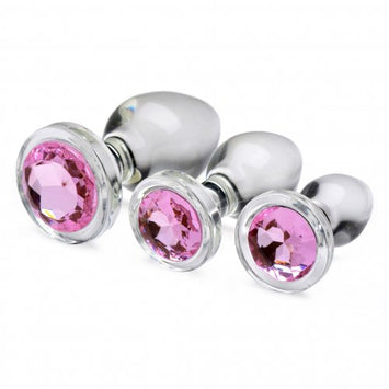Booty Sparks Pink Gem Glass Anal Plug Set Default Title