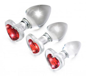 Booty Sparks Red Heart Glass Anal Plug Set Default Title
