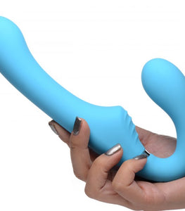 Strap U Mighty Rider 10x Vibrating Strapless Strap-on Blue