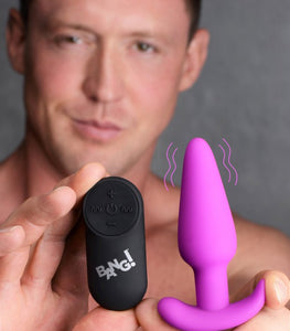 Bang! 21x Vibrating Silicone Butt Plug W/ Remote Purple