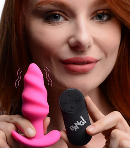Bang! 21x Vibrating Silicone Swirl Butt Plug W/ Remote Pink