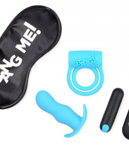 Bang! Duo Blast C Ring Butt Plug Bullet & Blindfold Kit Black Default Title