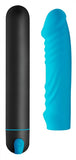 Bang! Xl Bullet & Ribbed Silicone Sleeve Blue