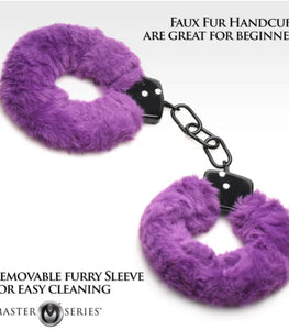 Master Series Cuffed In Fur Furry Handcuffs Purple