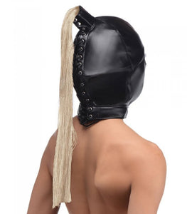 Strict Blonde Ponytail Bondage Hood