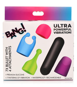 Bang! Rechargeable Bullet W/ 4 Attachments Default Title