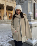 SUMA - Hepburn Style Woolen Cape Coat #ELE4634